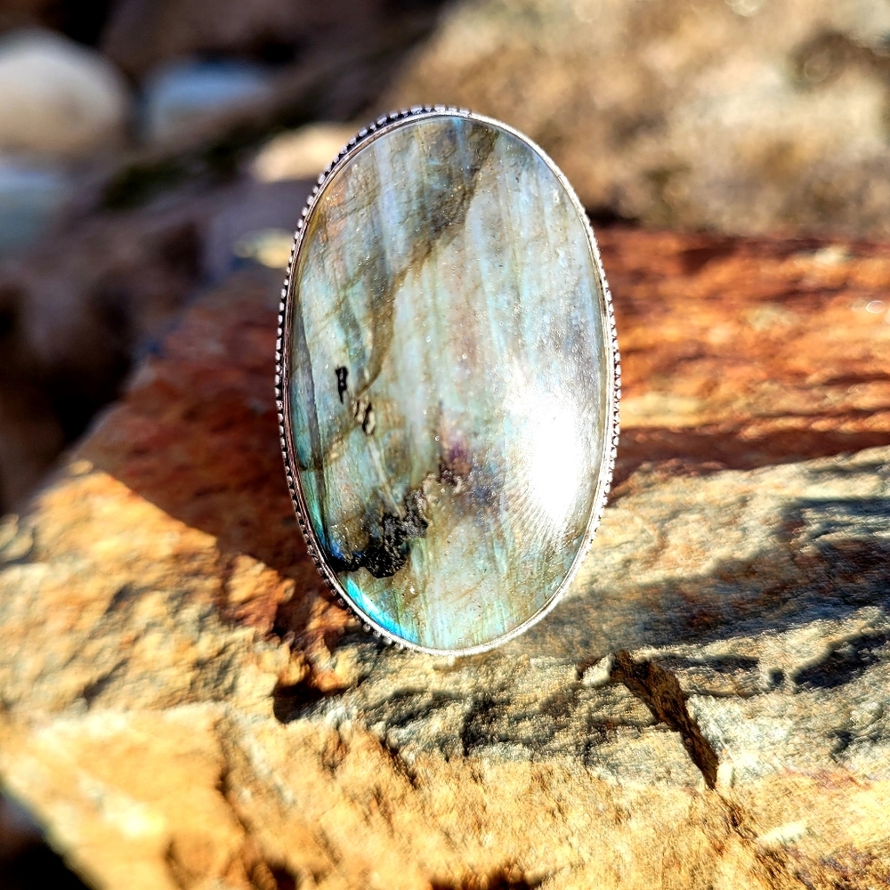Silver Statement Labradorite Ring - image 6